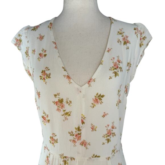 Reformation Floral Mini Dress in Cream and Pink - Picture 5 of 13